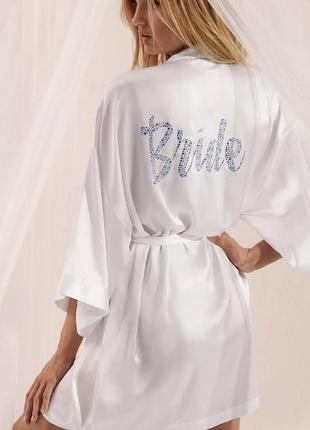 Белый халат для утра невесты. свадебное белье. bride victoria’s secret