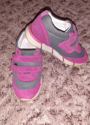 Кросівки дівчинці bartek бартек 25р. 16 см замшеві сірі рожеві2 фото