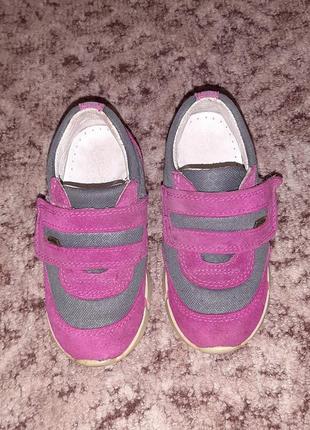 Кросівки дівчинці bartek бартек 25р. 16 см замшеві сірі рожеві1 фото