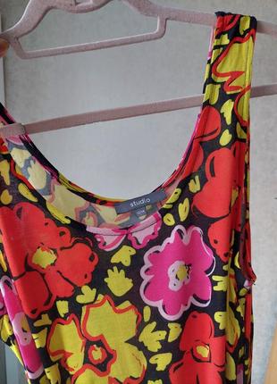 Трикотажное платье без рукава из мягкого джерси🔹мультиколор🔹разноцветный цветочный принт studio(12-14 размер)4 фото