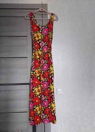 Трикотажное платье без рукава из мягкого джерси🔹мультиколор🔹разноцветный цветочный принт studio(12-14 размер)5 фото