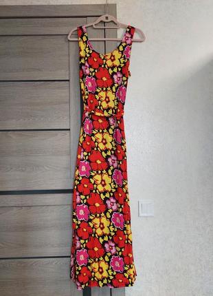 Трикотажное платье без рукава из мягкого джерси🔹мультиколор🔹разноцветный цветочный принт studio(12-14 размер)6 фото