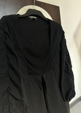 Удлиненная блуза топ, кофта с разрезами и объемными рукавами zara5 фото
