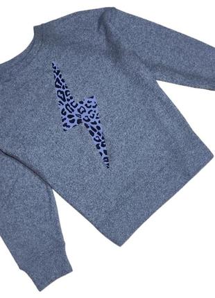 Женский мягкий свитер f&f с молнией с леопардовым принтом меланжевый1 фото