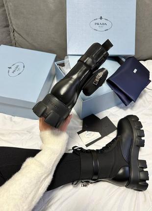 Жіночі черевики prada boots premium zip pocket black  ✍🏻 артикул : 156 🏷 матеріал : шкіра, текстил6 фото