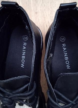 Новые ботинки, полуботинки, деми ботинки черные принт, платформа, весна, р. 378 фото