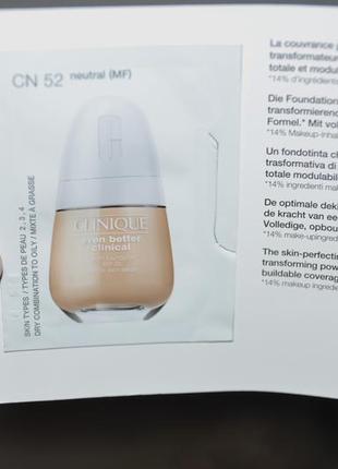 Пробник тестер коригувальний тональний крем з spf20 clinique even better clinical serum foundation3 фото