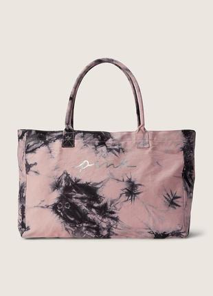 Вместительная сумка victoria ́s secret pink в стиле тай-дай1 фото
