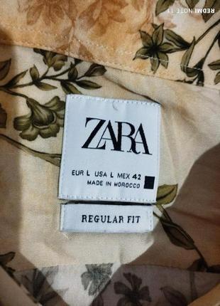 Стильная вискозная рубашка в нежный принт успешного испанского бренда zara6 фото
