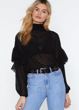 Прозора блуза. топ сітка з об'ємними рукавами