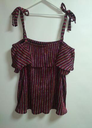 Сияющая блуза в полоску с люрексом 62-64 размера1 фото
