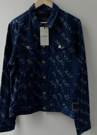 Scotch&soda amsterdam blauw type iii denim jacket монограм куртка джинсовка денім оригінал рідкісна цікава унікальна стильна нова синя преміум дорога