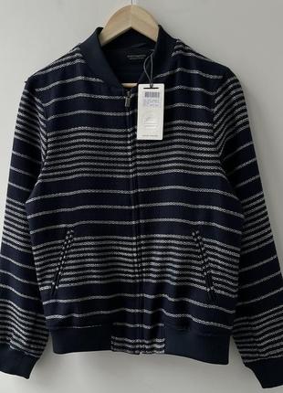 Scotch&amp;soda indigo blue knit bomber jacket бомбер куртка оригинал премиум индиго стильная новая синяя полоска уникальна редкая интересная