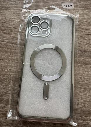 Накладка sides chrome case magsafe box iphone 12, чехол с поддержкой magsafe для iphone 12