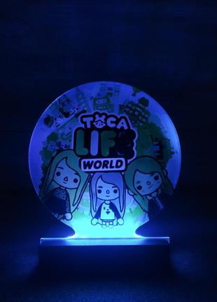Вав! детский ночник-светильник "тока бока" toca boca с настройкой света (на чёрной подставке, дизайн 28)3 фото