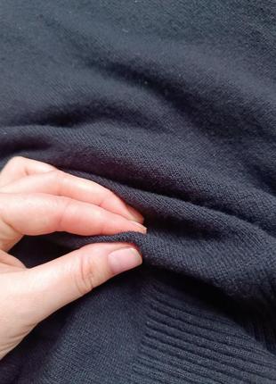 Черное трикотажное платье туника из шерсти с v вырезом длинные рукава6 фото