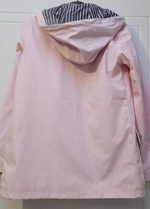 Стильный розовый дождеви сполосатым капюшоном2 фото