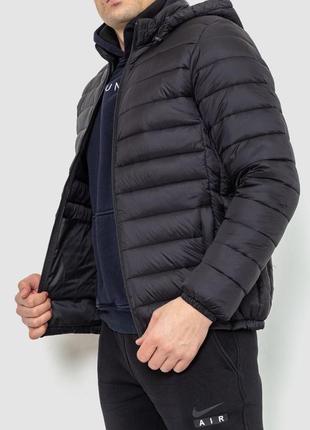 Чёрная мужская демисезонная куртка с капюшоном3 фото