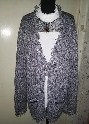 Тёплый,меланж,кардиган-кофта с карманами,большого размера,бохо,ulla popken2 фото