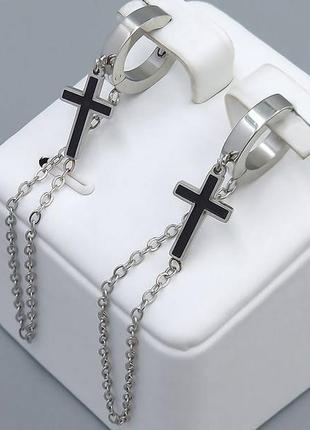 Стильні сережки-підвіски хрести із нержавіючої сталі stainless steel