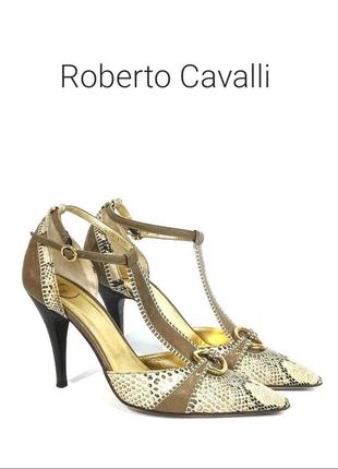 Шкіряні жіночі босоніжки човника roberto cavalli оригінал