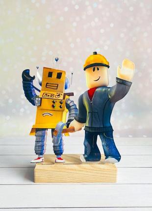 Нічник-іграшка "роблокс. робот і будівельник" з дистанційним пультом керування (дизайн 26)6 фото