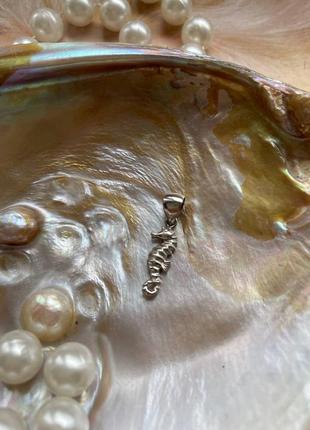 Кулон подвеска морской конёк, серебряный, серебро 9252 фото