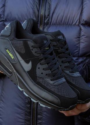 Мужские кроссовки nike air max 90 black grey green 40-41-43-44-45