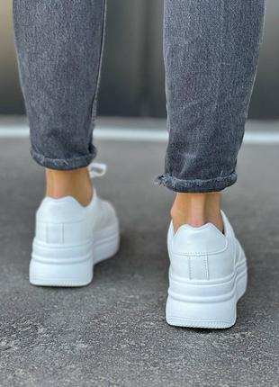 Женские кожаные, белые, стильные кроссовки. от 36 до 40 р. w124 bl19-2 ст демисезонные5 фото