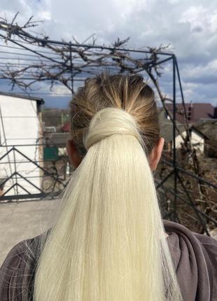 Накладной хвост блонд шиньон перика косплей3 фото