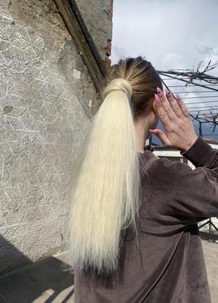 Накладной хвост блонд шиньон перика косплей1 фото