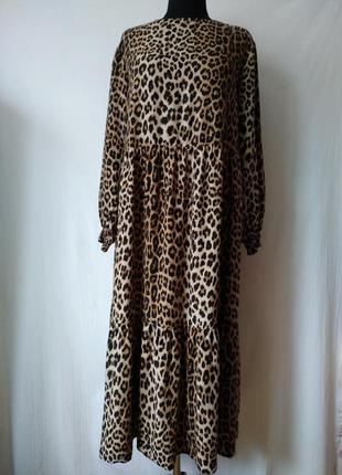 Леопардовое ярусное платье от h&amp;m3 фото