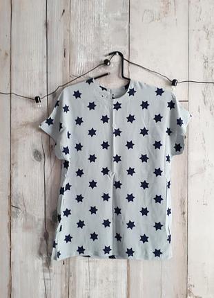 Шовкова вільна подовжена блузка блуза в зірках р s m