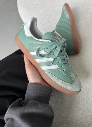 Классные женские кроссовки adidas samba mint gum мятные