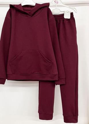 Підлітковий бордовий костюм, двухнитки без утеплення, ціна залежить від розміру