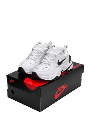 Женские кожаные кроссовки nike m2k tekno all white black найк м2к техно текно