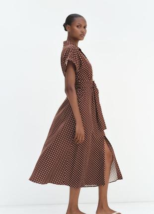 Zara платье в горох с поясом, м2 фото