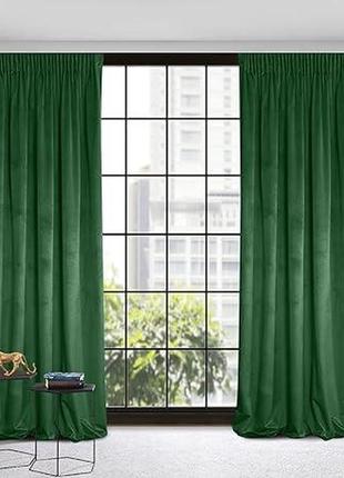 Штора велюровая design91 rosa velvet curtain , 1 шт., , 200 г/м²,140 x 270 см, темно-зеленый3 фото