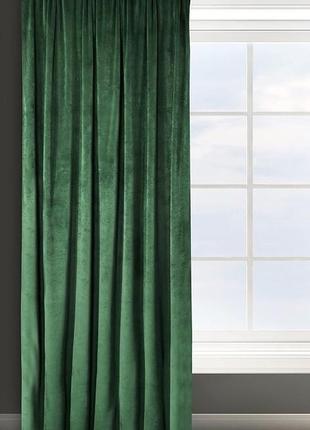 Штора велюрова design91 rosa velvet curtain , 1 шт., , 200 г/м²,140 x 270 см, темно-зелений1 фото