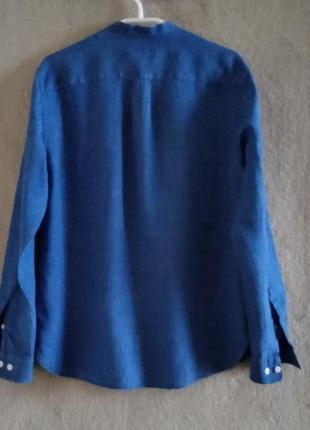H&m. синяя льняная рубашка. р. м.4 фото