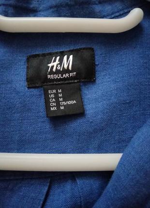 H&m. синяя льняная рубашка. р. м.8 фото