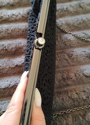 Сумка на ланцюжку, клатч, чорний ажурний клатч, parfois accessories, португалія