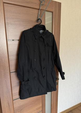 Стильная итальянское винтажная пальто плащ тренч  темно синий размер m5 фото