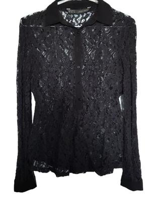 Чорна мереживна рубашка блуза zara