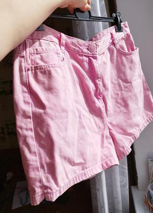Короткие джинсовые розовые  шорты7 фото