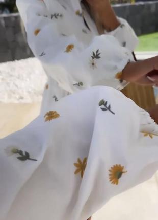 Сукня жіноча коротка міні квіткова вільна оверсайз для вагітних нарядна повсякденна біла демісезонна весняна на весну платя батал великих розмірів5 фото