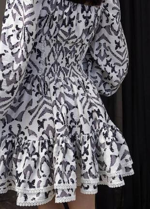 Платье - мини женское, нарядное, бренд, дизайнерское, вечернее, белое принт5 фото