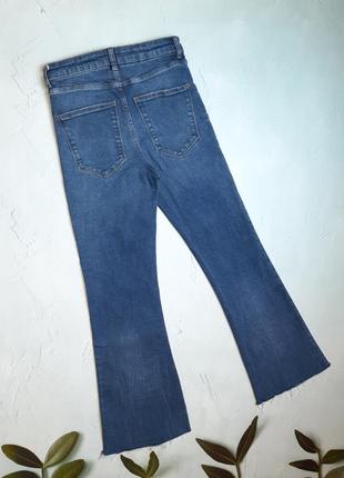 🎁1+1=3 брендовые синие стрейч джинсы клеш высокая посадка zara, размер 42 - 446 фото
