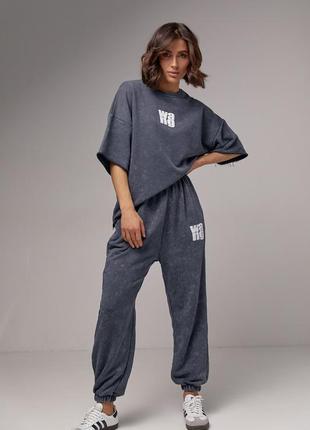 Спортивный костюм в технике тай-дай с принтом wang