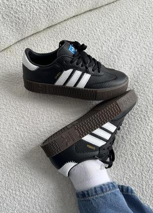 Адідас самба кеди шкіряні adidas samba rose w black gum2 фото